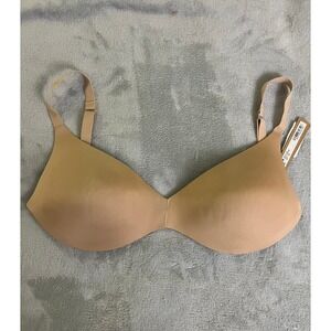 SKIMS 32DDD Wireless Form Push Up Plunge Bra Clay Tan BR-WRL-1891 NEW